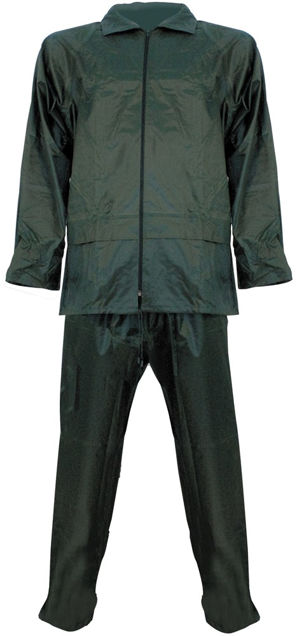 Afbeeldingen van Regenpak polyester broek+jas groen, m